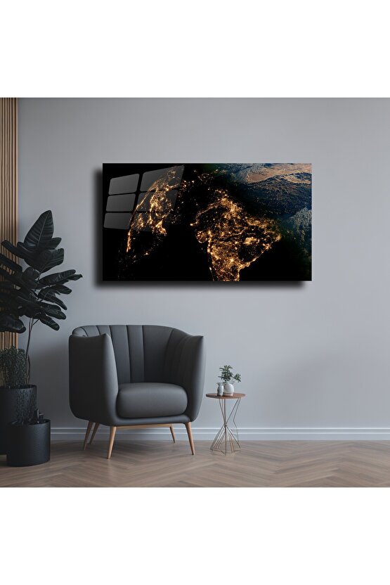 Dünya Temalı Cam Tablo Duvar Dekoru 1