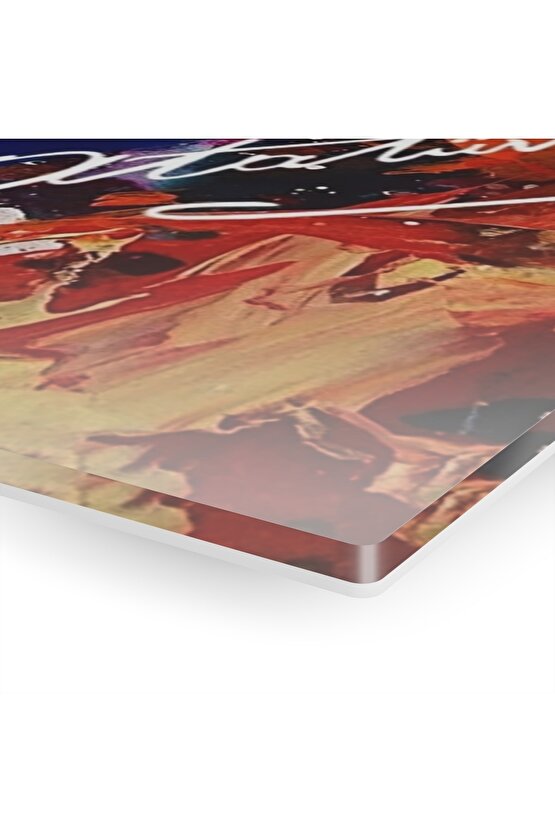 Sulu Boya Efektli Atatürk Cam Tablo Duvar Dekoru