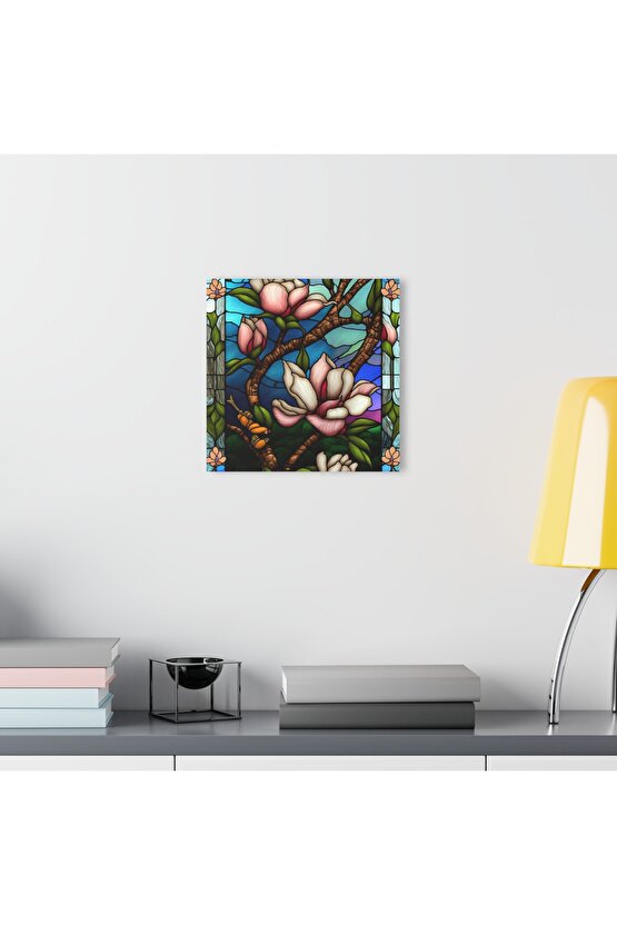 Renkli Çiçekler Cam Tablo Duvar Dekoru 3