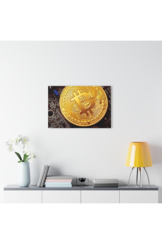 Bitcoin Kripto BTC Crypto Para 3 Cam Tablo Duvar Dekoru