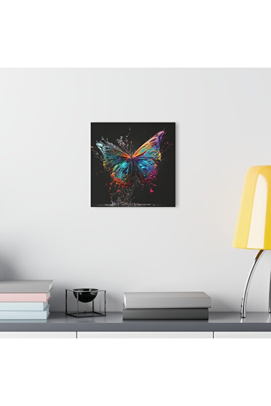 Renkli Kelebek Cam Tablo Duvar Dekoru