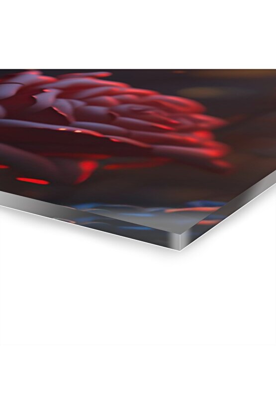 3D Boyutlu Gül Cam Tablo Duvar Dekoru 2