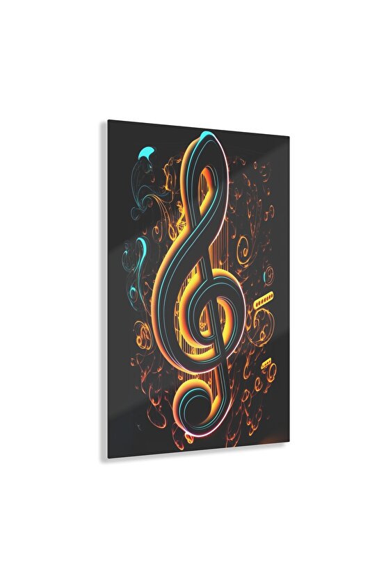 Sol Anahtarı Müzik Cam Tablo Duvar Dekoru