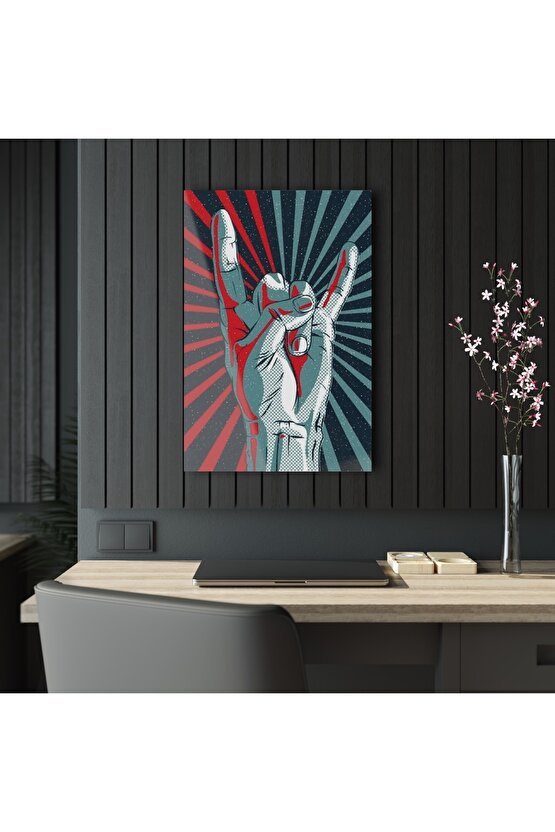 Metal Rock Devil Horns Cam Tablo Duvar Dekoru