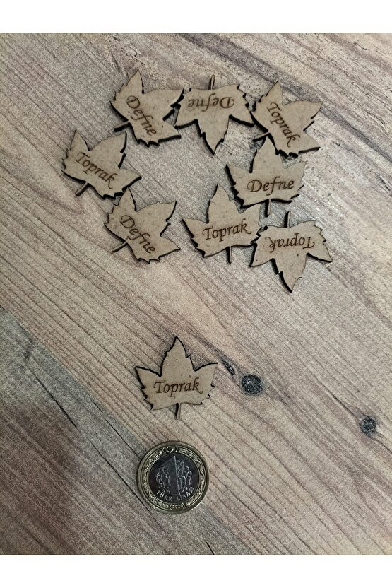 3x3 Cm Ham Ahşap Lazer Kesim Yaprak Figürlü Etiket Isimlik 50 Adet