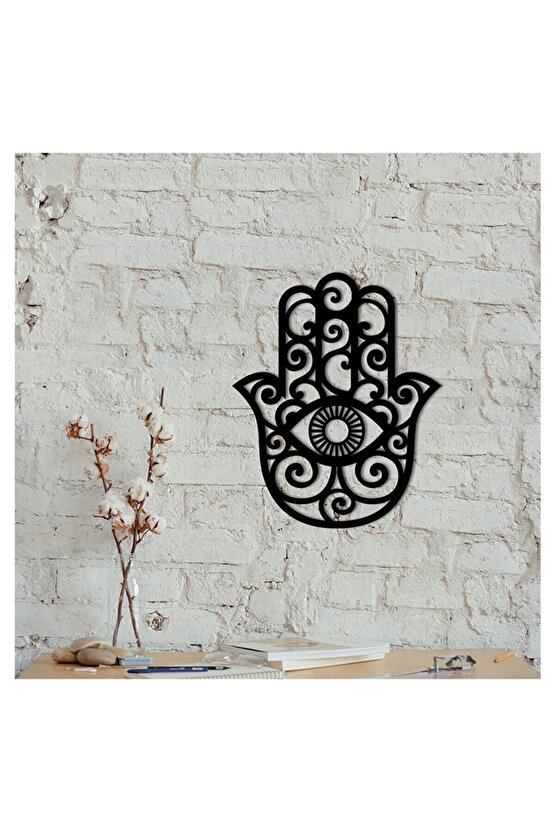 50*41 Fatma Ana Eli Dekor Tablo Mdf Ahşap Lazer Kesim Duvar Panosu Siyah 3mm