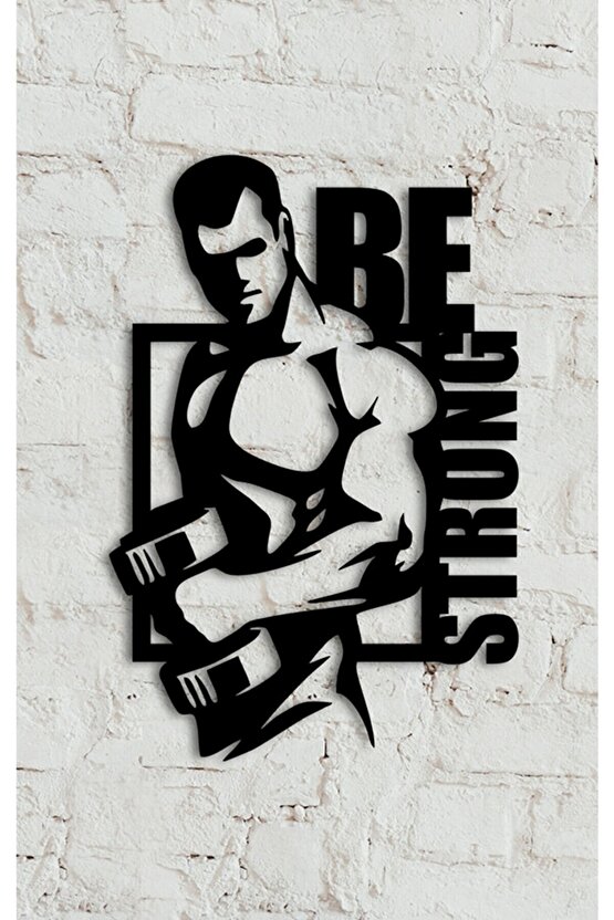 50x34 Fitness Spor Body Building Dekor Tablo Mdf Ahşap Lazer Kesim Duvar Panosu Siyah 3mm