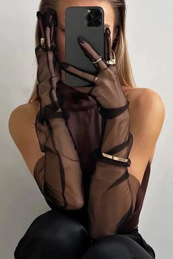 2026 Yeni Sezon Eldiven Kostüm Aksesuarı Siyah Uzun Gelinlik Eldiveni Parti Aksesuarı – Gelin Akses