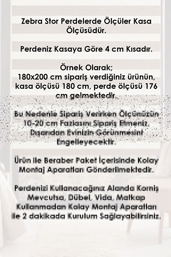 Zebra Stor Perde Ekru Gri Lüx Etek Dilimli