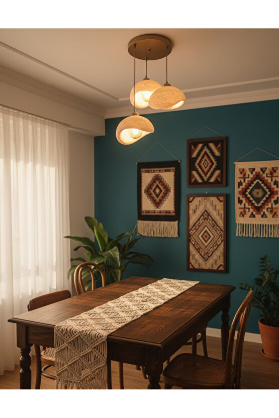 3 Lü Sarkıt Avize Rustik E27 Modern Avize Bohem Beton Görünüm (RUSTİK AMPUL HEDİYEDİR.!)