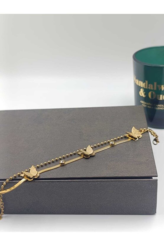 Kelebek Detaylı Çelik Bileklik