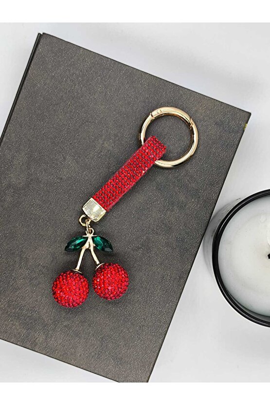 Zirkon Taşlı Kiraz Anahtarlık