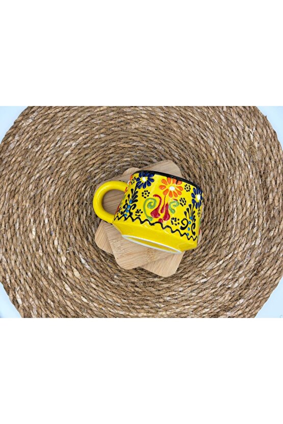 2 Adet Kabartma Desenli El Yapımı Seramik Kupa