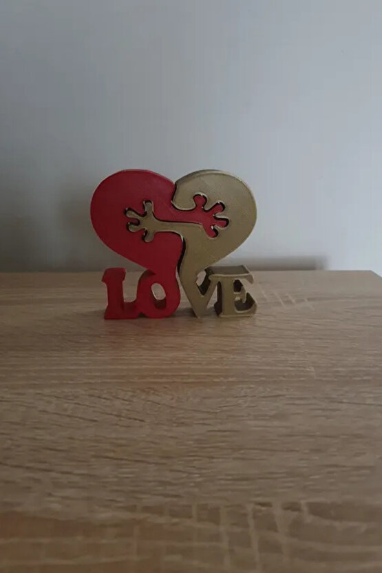 Love Yazılı İkili Kalp Dekorasyon