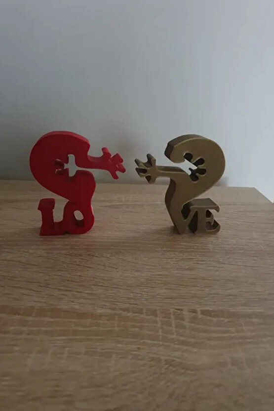 Love Yazılı İkili Kalp Dekorasyon
