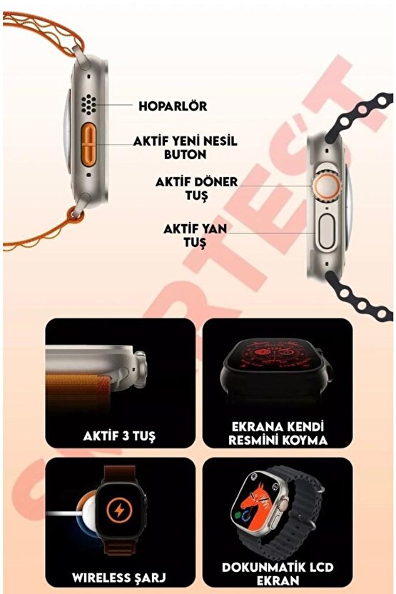 Watch 8 T800 Ultra Akıllı Saat Ios Andorid Destekli Arama Özeliği Sensörlü Lcd Ekran 3tuş