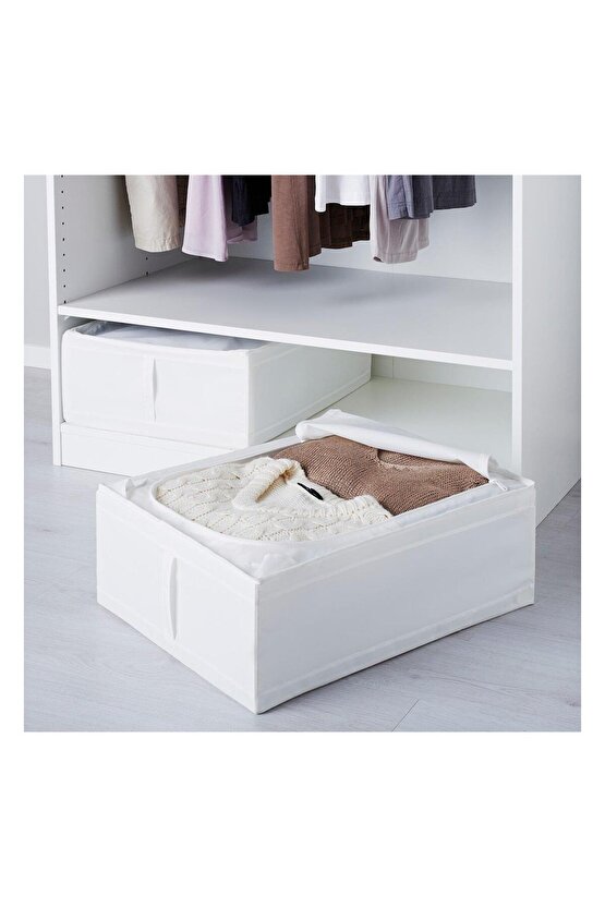 Hurç, Beyaz, 43x53x19 Cm, Yatak Altı Yastık Çarşaf Nevresim Giysi Saklama Kutusu Hurç Kutu