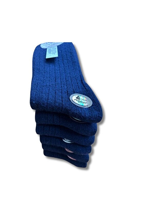 Lacivert Okul İş Kendinden Çizgili Erkek Çorabı 6 Çift