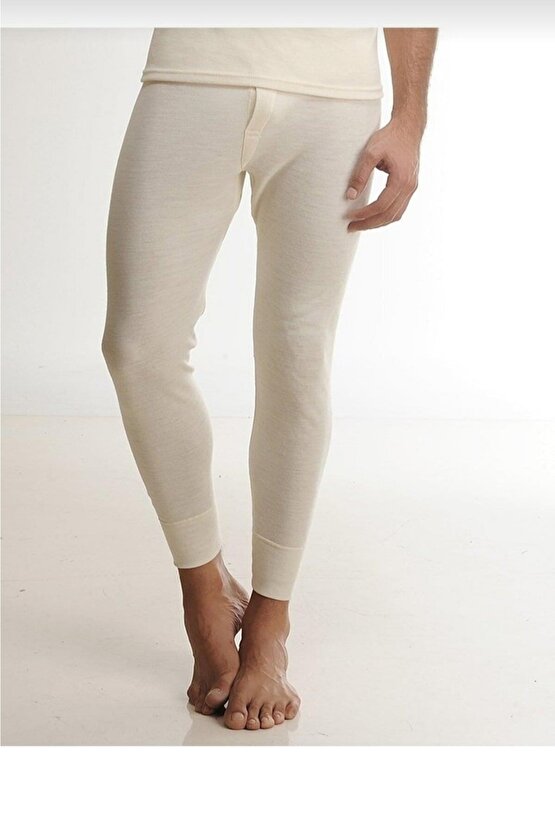 1001 Erkek %100 Yün Uzun Içlik Ekru 2li