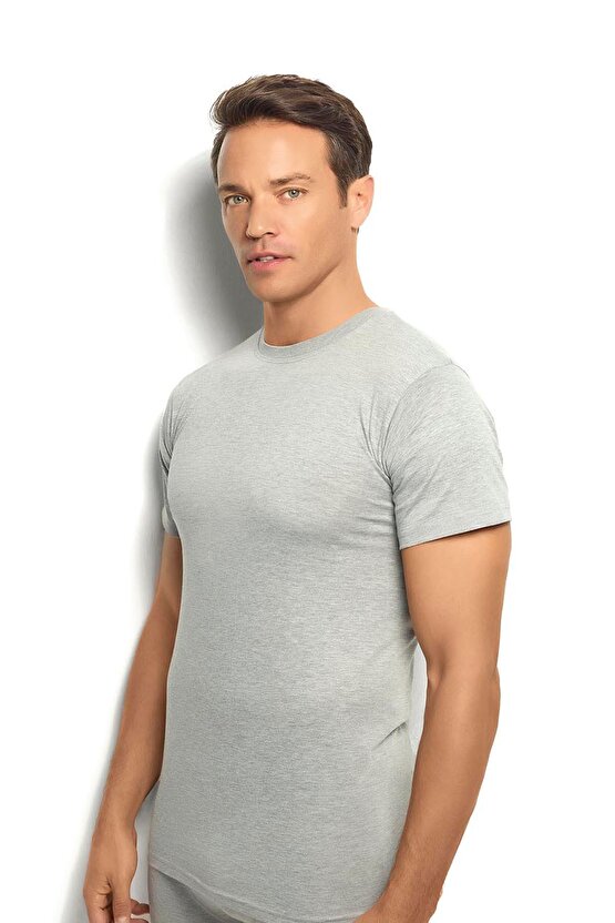 Erkek Gri Melanj Pamuklu Sıfır Yaka Atlet 111