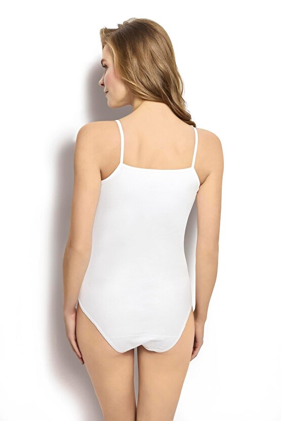 Beyaz Kadın Ip Askılı Zıbın 502