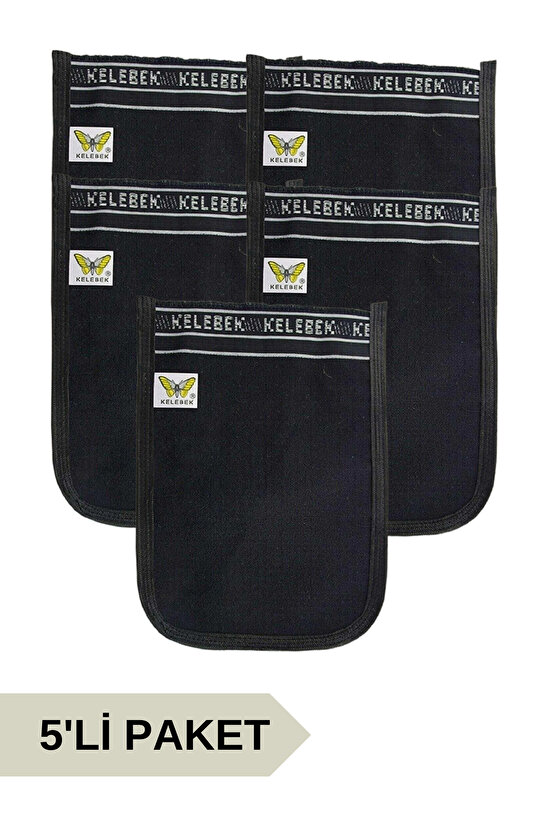 5li Osmanlı Kalın Siyah Banyo Hamam Kesesi 25x17 cm