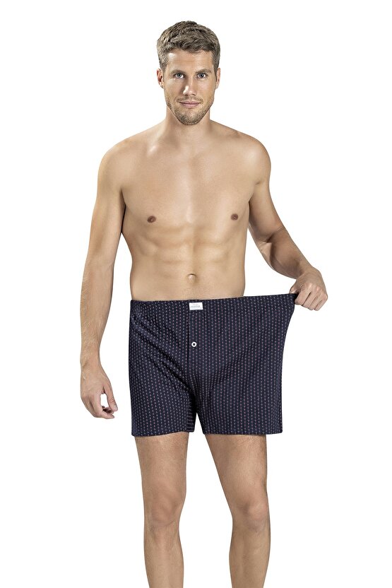 184 Büyük Beden Erkek 3lü Önü Düğmeli Rahat Boxer