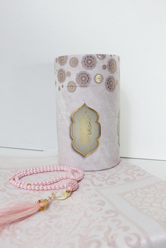 Çeyizlik Bohça Hediyesi Seccade Seti, Mermer Desen Kutu &seccade & Zikir Tesbihi
