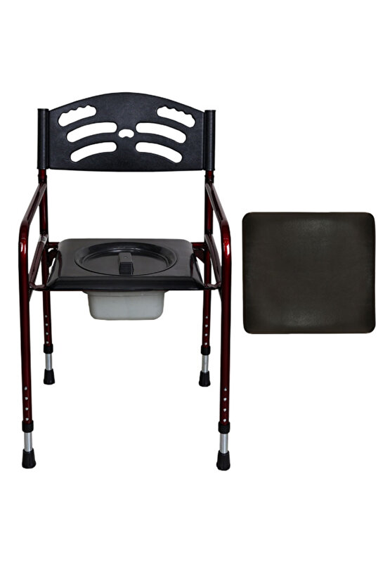 Deri Döşemeli Hasta Yaşlı Engelli Tuvaleti Ayaklı Klozet WC Yükseltici Seyyar Katlanabilir Tuvalet