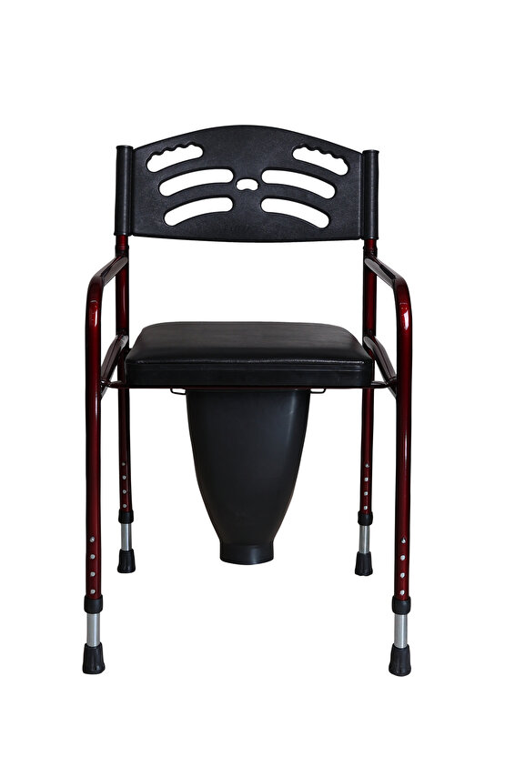 Deri Döşemeli Seyyar Katlanabilir Hasta Yaşlı Engelli Alaturka Tuvalet Banyo Sandalyesi Taşınabilir