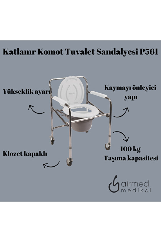 Poylin P561 Katlanır Komot Tuvalet Sandalyesi