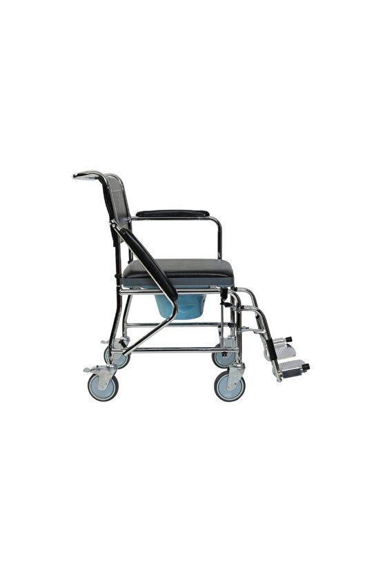 Hareketli Kolçaklar Çıkartılabilen Ayaklıklar Tekerlekli Klozetli Banyo Tekerlekli Sandalyesi