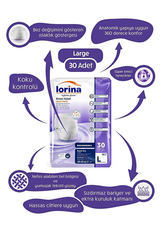 Emici Külot Hasta Bezi Large 30 Adet