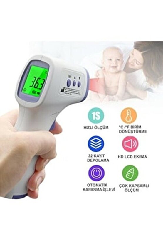 Uzaktan Uzaktan Temassız Kızılötesi Dijital Ateş Ölçer Termometre
