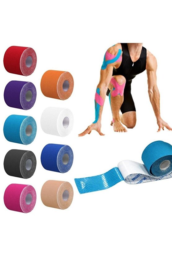 Bia Tape Kinesio 5 cm X 5 m - Kırmızı Rengi Sporcu Ağrı Bandı 12li