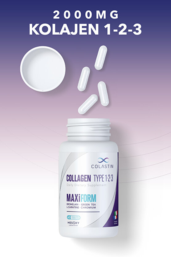 Kolajen 1-2-3 MaxiForm 60 Tablet, Cilt, Vücut, Diyet ve Form Şimdi Tek Şişede