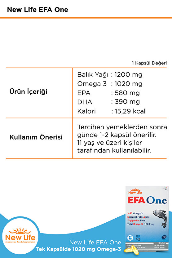 Efa One Balık Yağı 45 Kapsül Omega 3