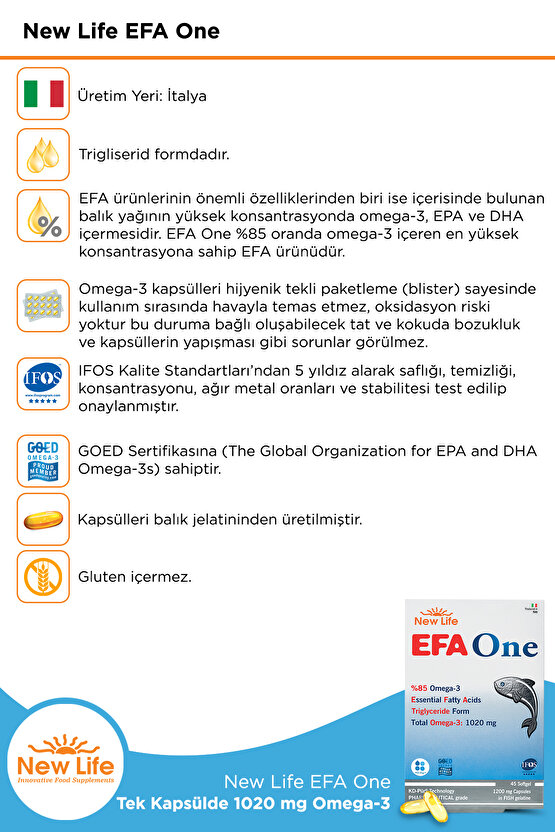 Efa One Balık Yağı 45 Kapsül Omega 3