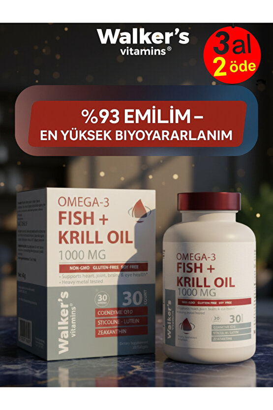 Krill Oil Omega 3 Sitikolin Lutein Q10 içeren Vitamin
