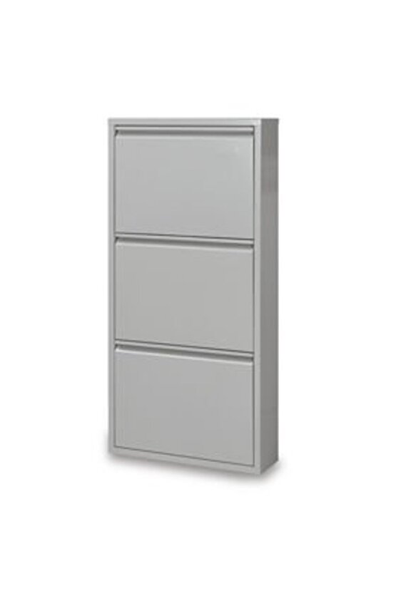 3’lü Metal Ayakkabılık Geniş Gri | Göz Alıcı Tasarım ve Pratiklik