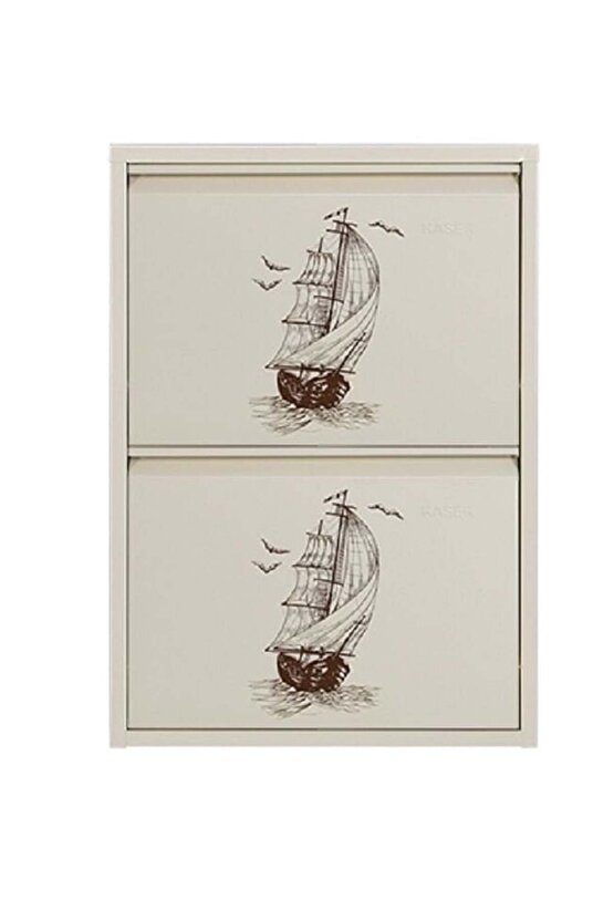 2’li Metal Ayakkabılık (Krem-Gemi) | Dar Alanlar İçin Akıllı Çözüm