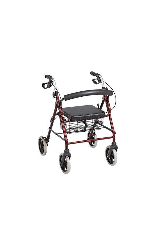 Poylin P580 Ekonomik Rollatör Fren Sistemi Oturaklı Sepetli