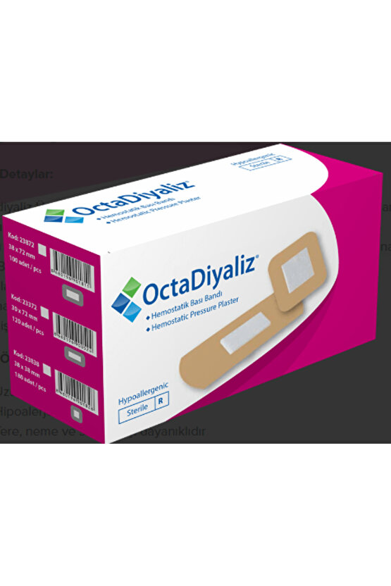 OctaDiyaliz Hemostatik Bası Bandı 38 mm x 72 mm 100 Adet