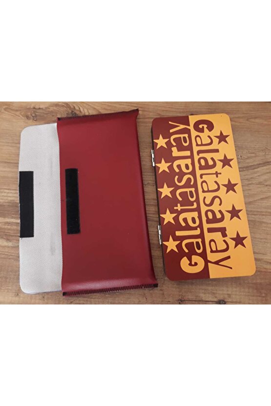 Mini Tavla Seyahat Tavla Cep Tavla 24x24 Özel Deri Kılıflı-GALATASARAY
