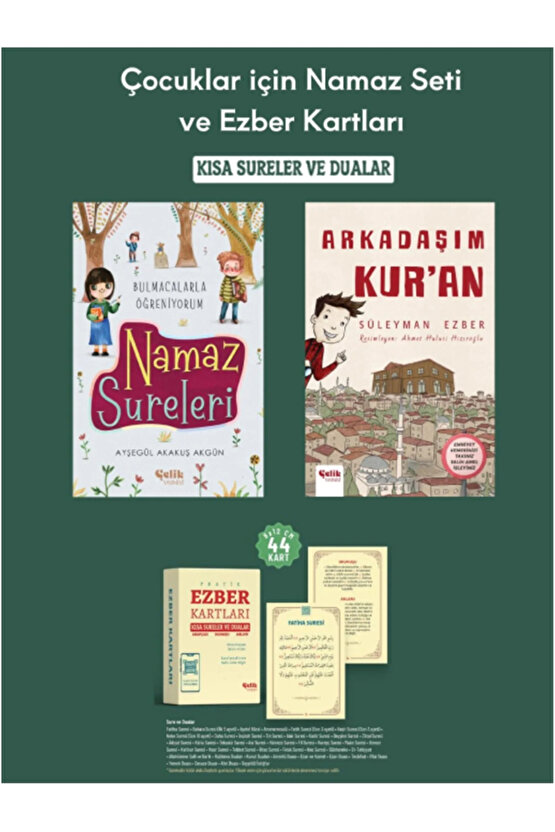 Çocuklar Için Namaz Seti Ve Ezber Kartları 44 Kart - Arkadaşım Kuran - Namaz Sureleri 3lü Set