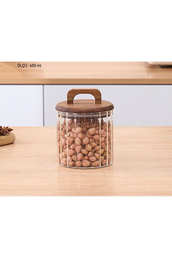 Esyhome Akasya Kapaklı Kavanoz 650 ml