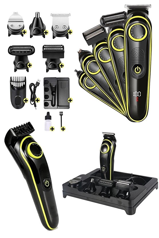 6171 Saç Sakal Vücut Lazer Epilasyon Öncesi Tüy Tıraş Makinası Ense Ve Kaş Kısaltma 5in1 Bakım Seti