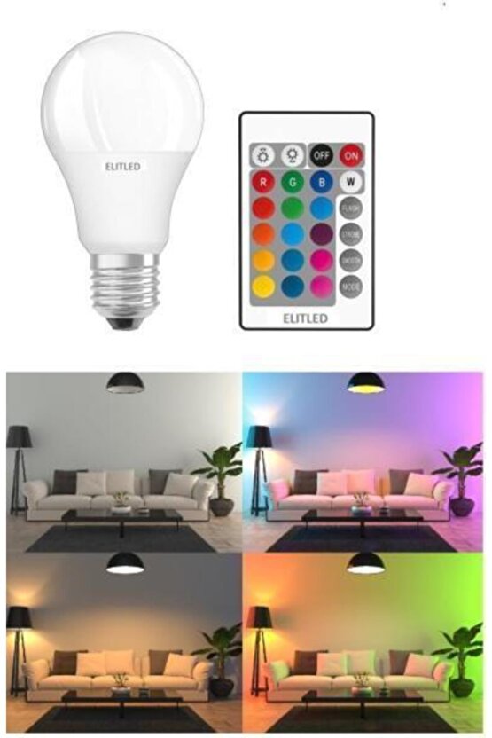 5 Watt Kumandalı Rgb Led Ampul Beyaz Işıklı Dim Edilebilir