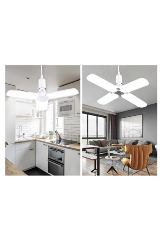 Pervane Şeklinde Katlanabilir Led Ampul 3 Kollu Ayarlanabilir 40 Watt