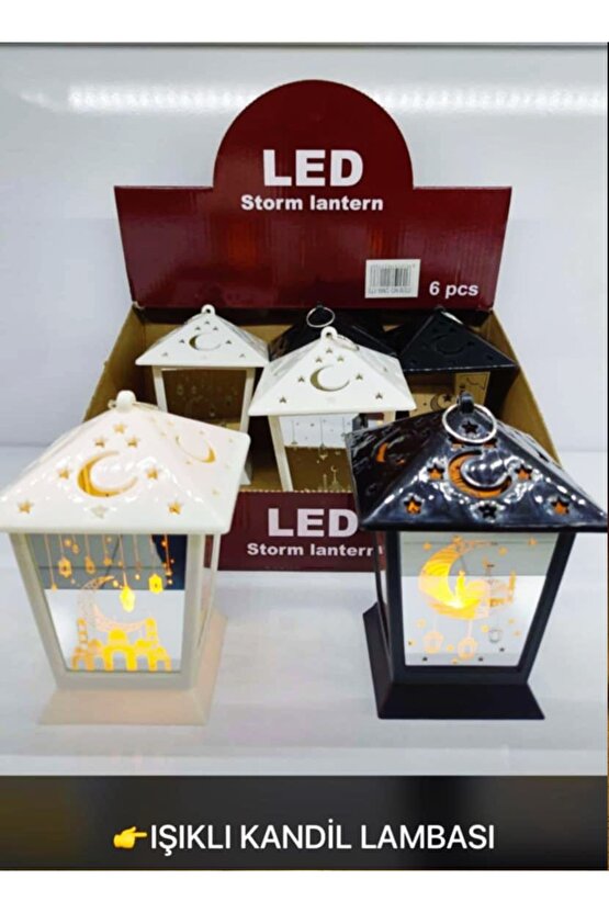 Dekoratif Pilli Led Mumlu Kandil Asılabilir Fener